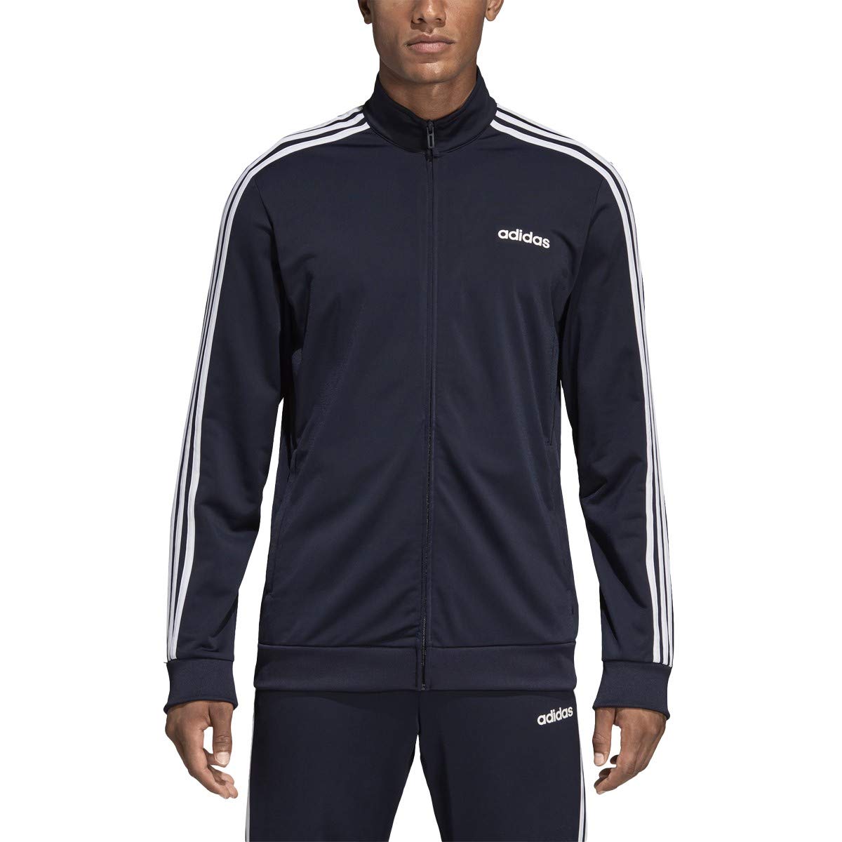 adidas Men’s Essentials 3-stripes Tricot Track Jacket, Legend Ink/White, X-Large