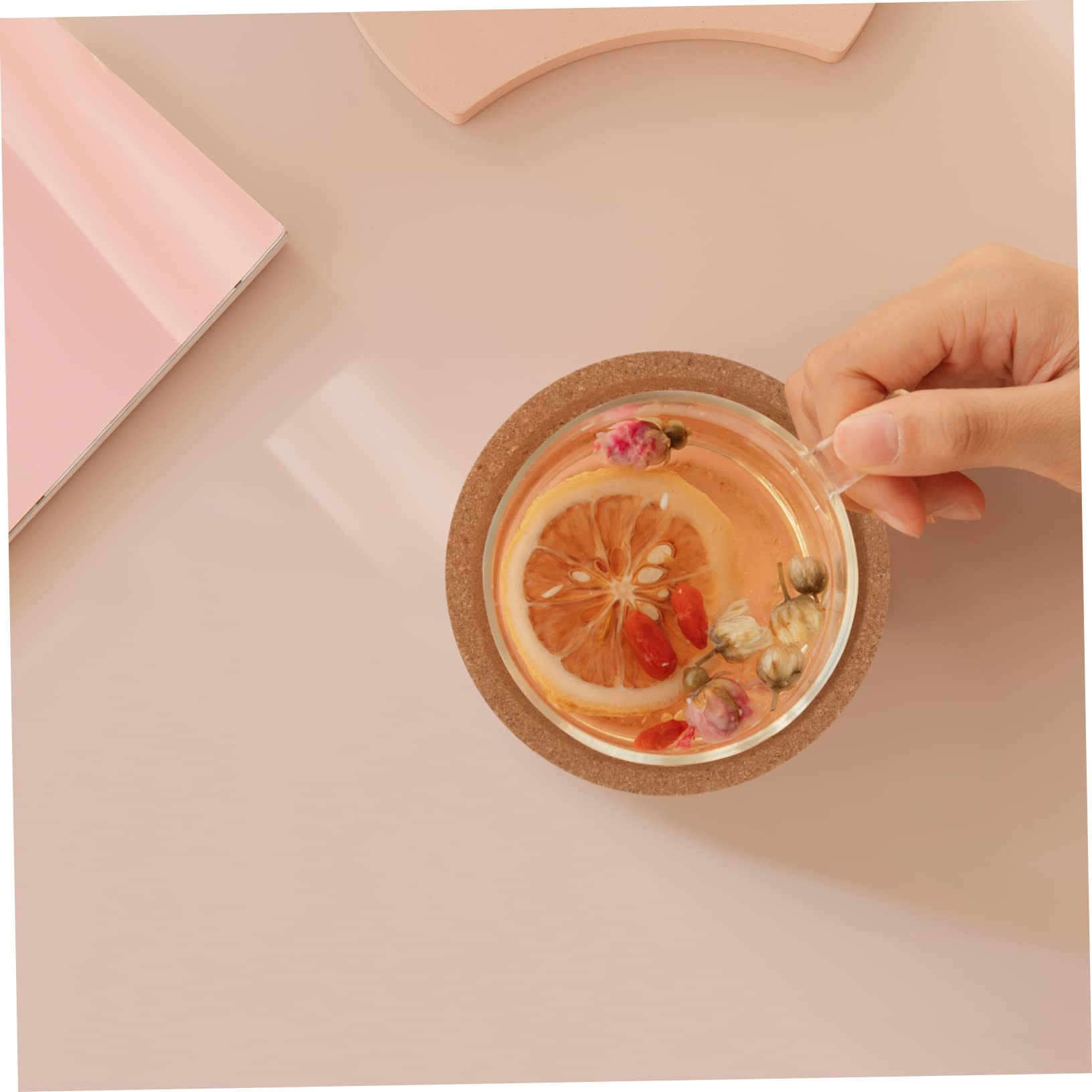 Amosfun Bouchon Plat Liege 15 Pièces Dessous De Tasse Home Decor sous-Verres Sets De Table en Liège Dessous De Verre Simples Dessous De Verre Rond Boisson en Bois Tapis De