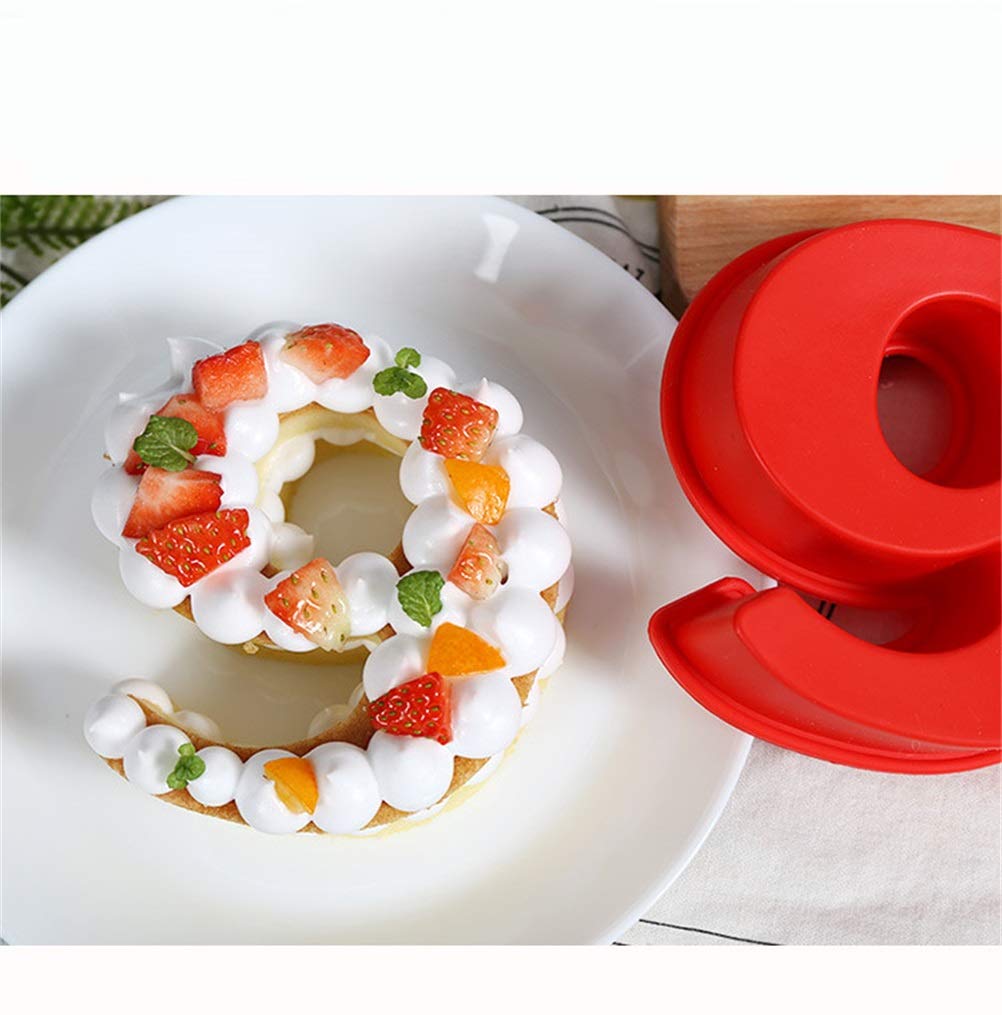 Fdit 2PCS 10 Pouces 6 et 0 Chiffres Moule à Gâteau en Silicone Bricolage Moule de Cuisson en Silicone à Gâteau en avec Matériau Antiadhésif de qualité Alimentaire pour (rouge)