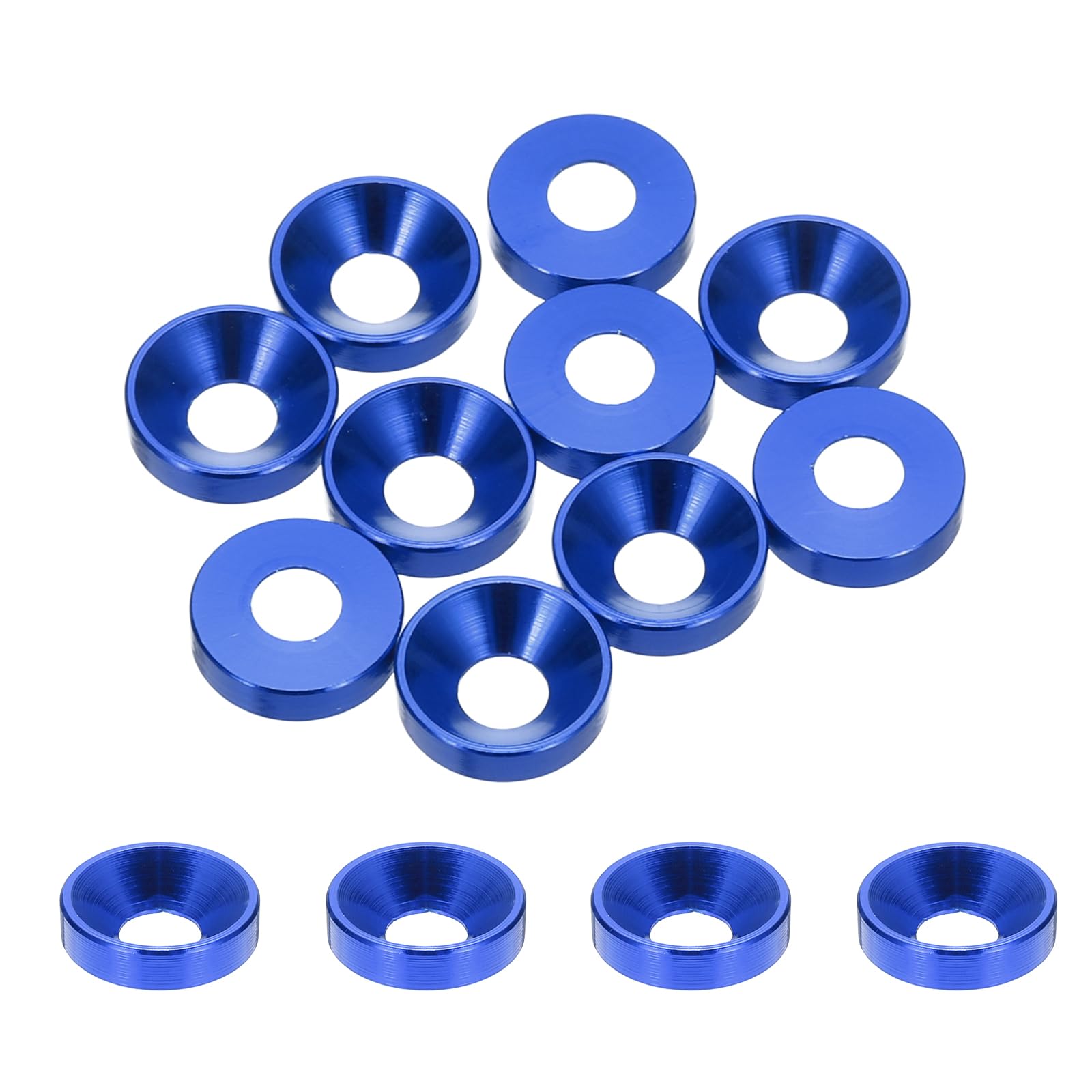 sourcing map 10pcs M4 Counterbore Washers, 10mm/0.39inch Anodized Aluminum Alloy, Head Gaskets for Screw RC/FPV/PC/Drone Accessories Parts, Navy Blue โ image 1
