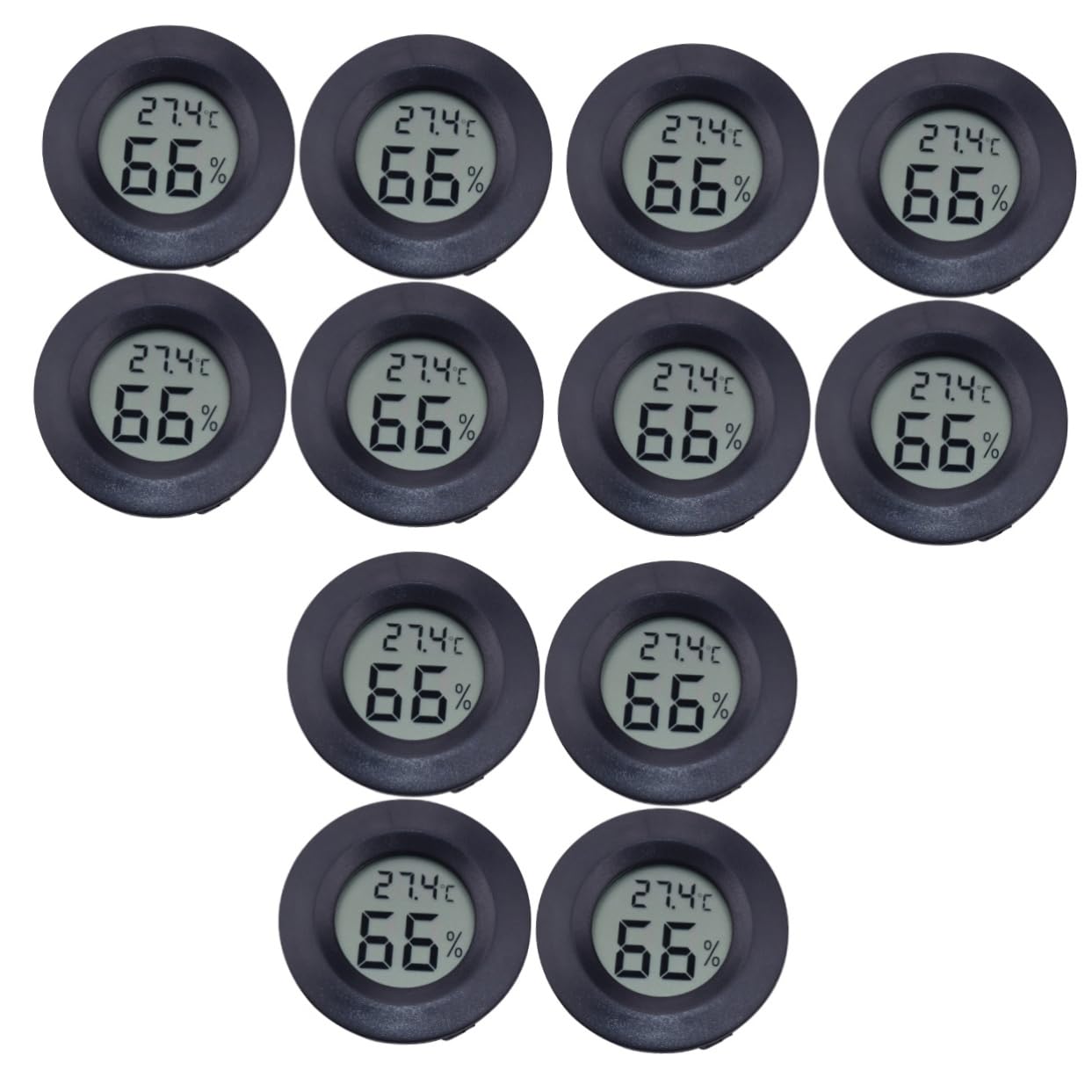 POPETPOP 12piezas Termómetro y Higrómetro Digital Para Reptiles Medidor De Temperatura y Acrílico Redondo Para Terrarios y Negro