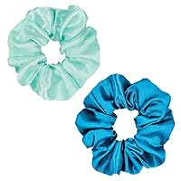 Vista 8 de Sufermoe 12 bandas elásticas para el cabello de seda satinada, color azul surtido de 4.5 pulgadas para mujeres y niñas