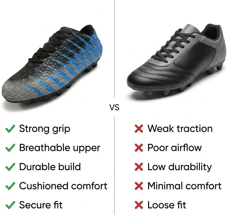 Vizari Bolt Firm Ground Youth Soccer Cleats for Boys and Girls | Textured Synthetic Leather Upper Kids Football Cleats with Polyurethane Sole for Comfort and Traction