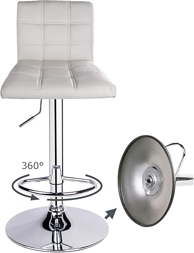 Miniatura 10 de Leopard - Taburetes de bar ajustables de piel sintética moderna con respaldo, juego de 3, taburetes giratorios de altura de mostrador, taburetes de