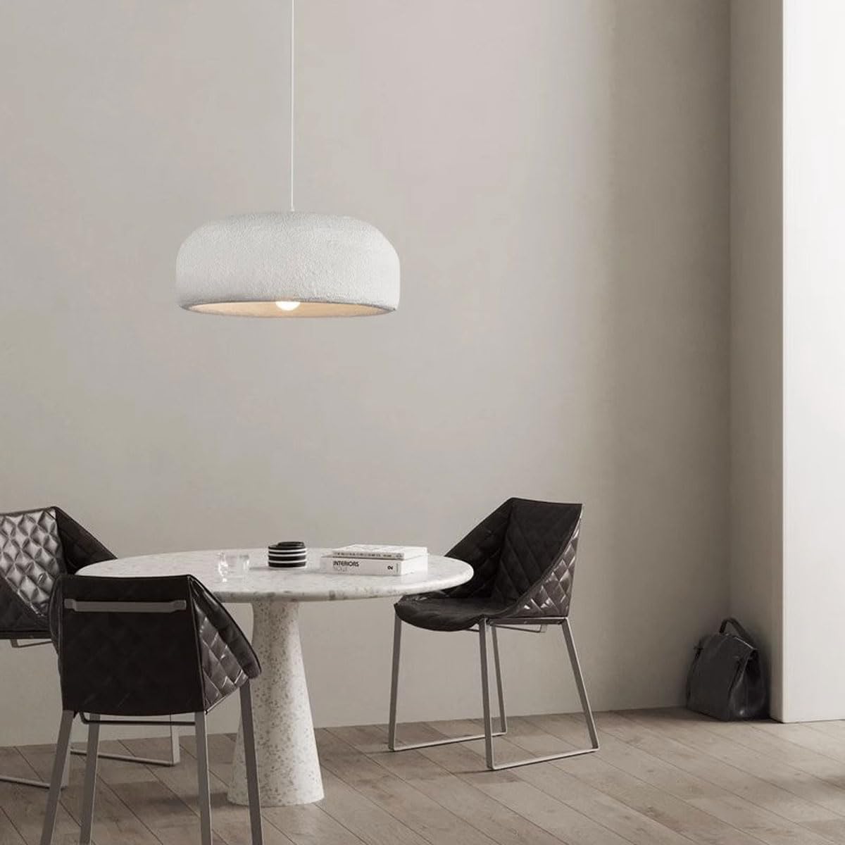 40cm Modern Pendant Light for Dining Room Kitchen Island Light Hallway Restaurant Hanging Lamp E26 Base Japanese Wabi-Sabi Style Bird Nest Shape Lighting Fixture (Grey, Dia 15.76 Inch)