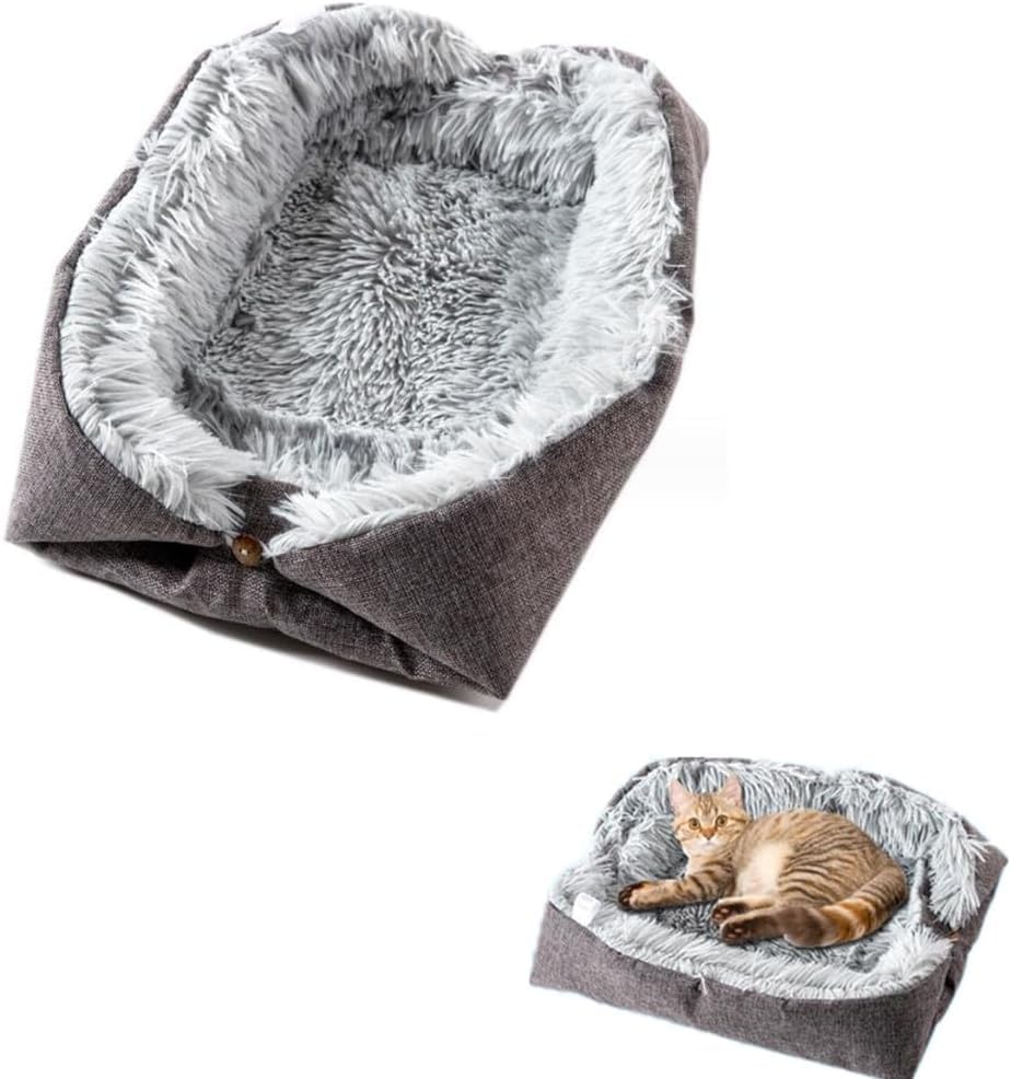 Genérico Cama para Gatos Cama para Perros Cama Suave para Gatos 2 en 1 Manta para Gatos y Perros 60cm*50cm Adecuada para Primavera, Verano, Otoño e Invierno, Gris