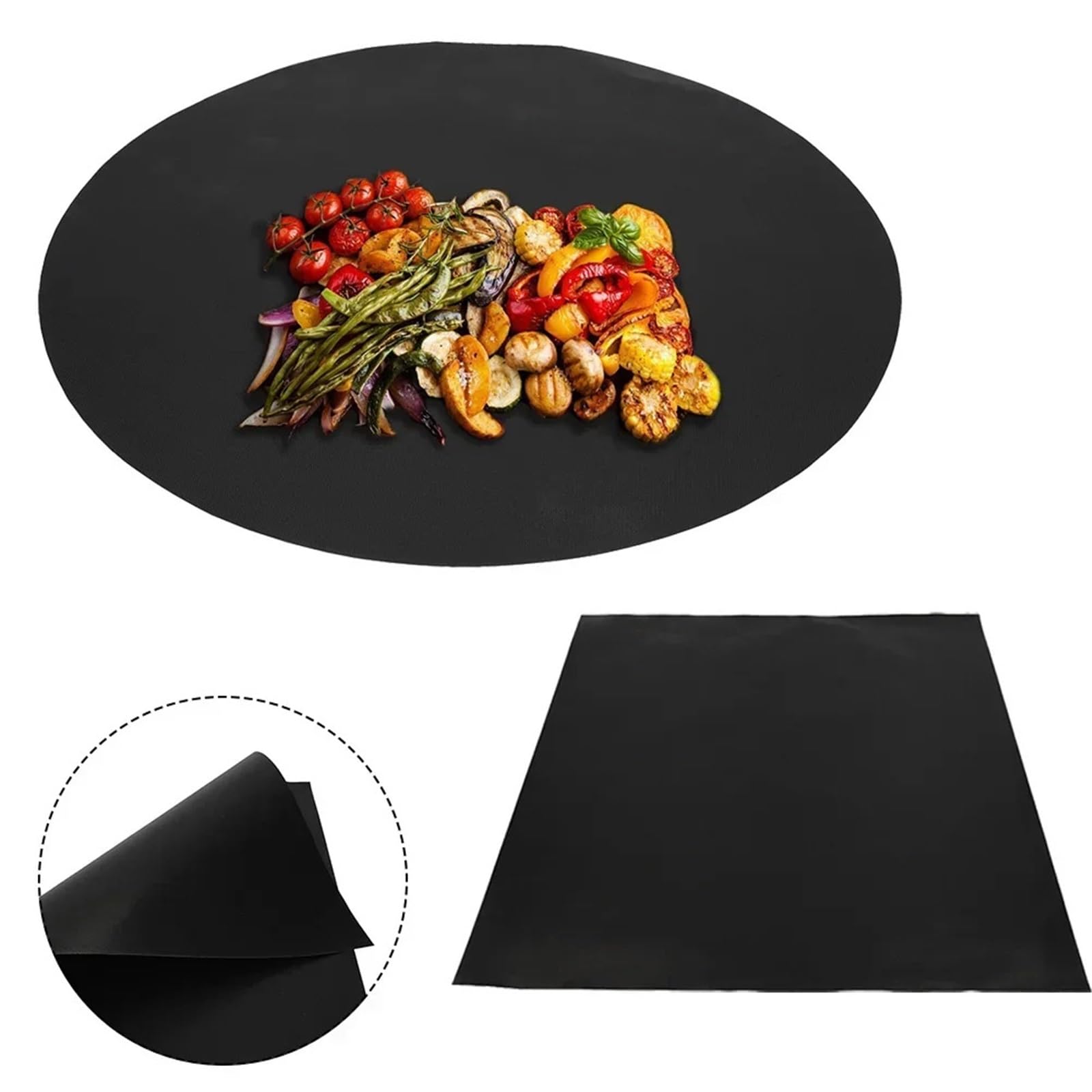 Ofenmatte 4 Stück schwarze Ofenmatte, gebackene Filmmatte, Antihaftbeschichtung, universelles Grillzubehör(40cm)