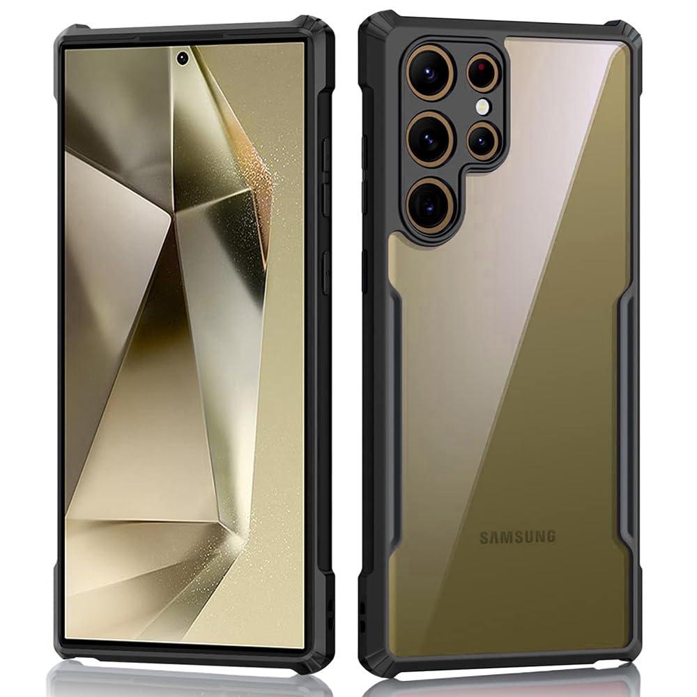 Casotec Shockproof Crystal Clear Back Case Cover | 360 Degree Protection TPU+PC | Air Cushion Design | Transparent Back Case for Samsung Galaxy S24 Ultra 5G (Black Bumper) (B0CTTNN98G) Amazon Price History, Amazon Price Tracker