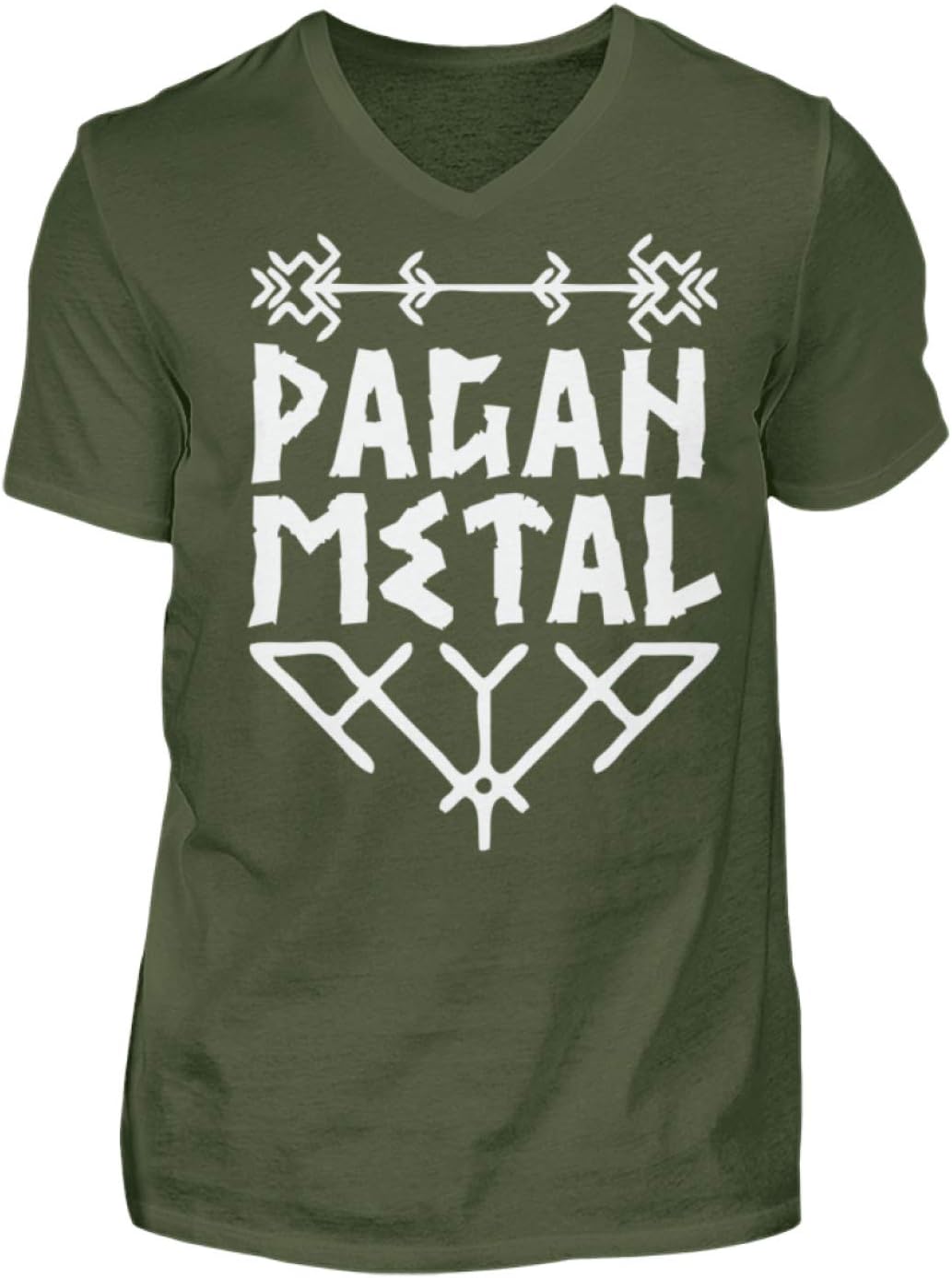 Pagan Metal (White) | Viking Metal, Viking, Asatru, Thor's Hammer, Odin, Wotan, Ensiferum - Men's V-Neck Shirt