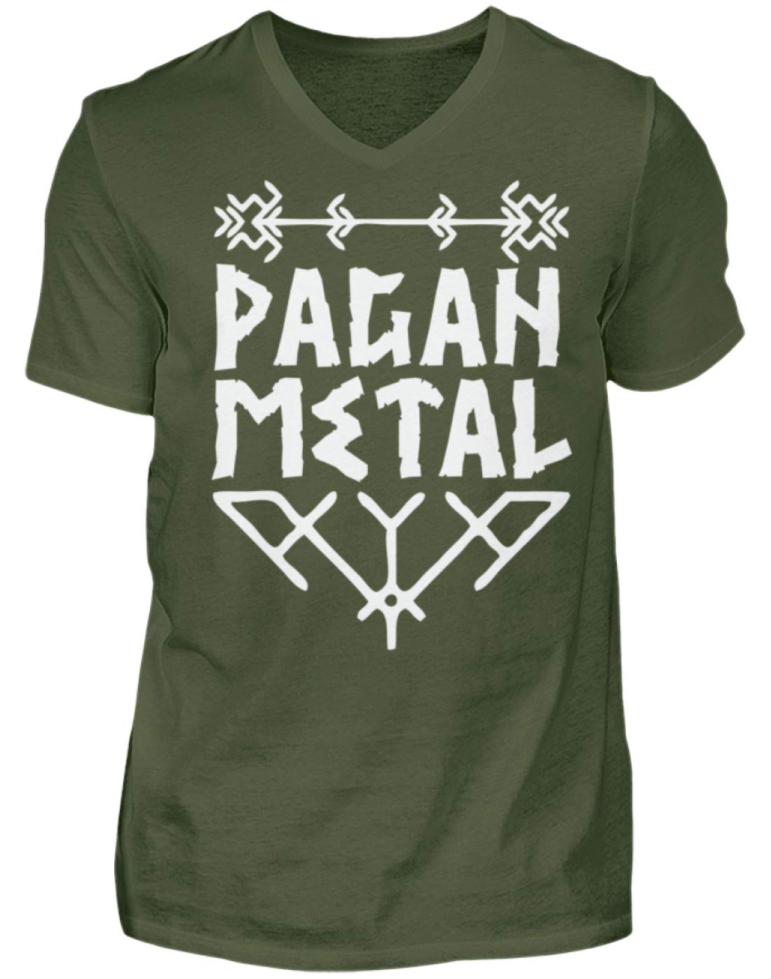 Pagan Metal (White) | Viking Metal, Viking, Asatru, Thor's Hammer, Odin, Wotan, Ensiferum - Men's V-Neck Shirt