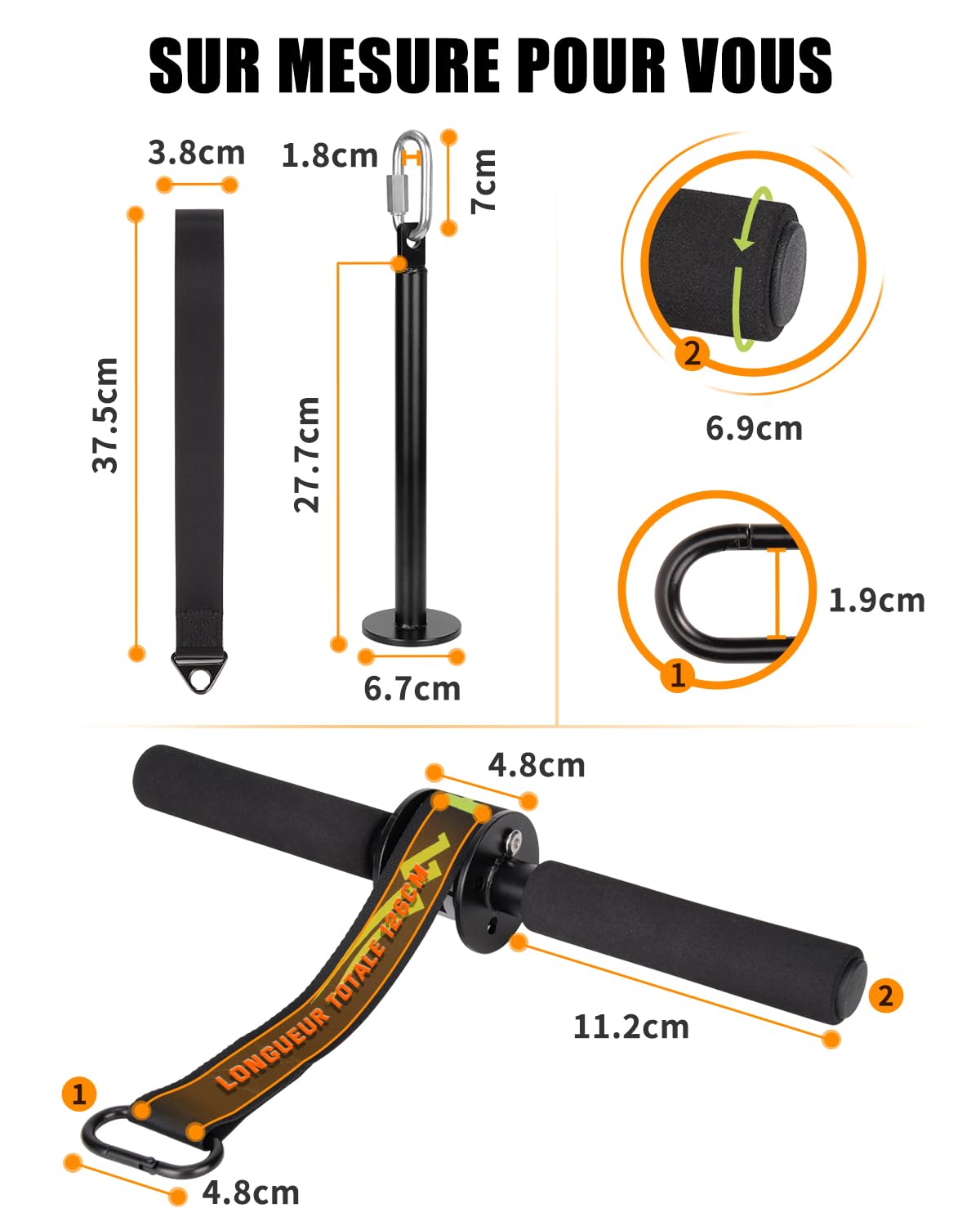 BOOSTEADY Kit de Sangle d'Entraînement à Rouleaux pour Avant-Bras, Entraîneur à Rouleau de Poignet pour Avant-Bras et Biceps, Poignet Rouleau Formateur Forearm pour Salle de Sport Maison Extérieur