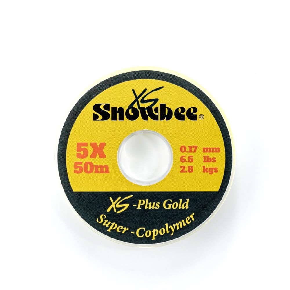 Snowbee XS-Plus Gold Super Copolymer Tippet Line for Fly Fishing, Clear Fly Leader Material with High Knot Strength, 50 m Spool