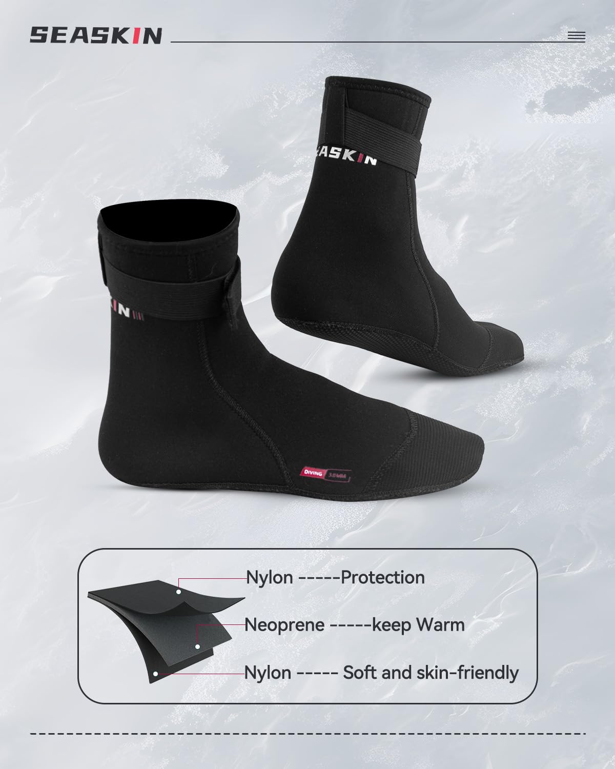 Seaskin Calcetines de neopreno, 3 mm, para voleibol de playa, arena, fútbol