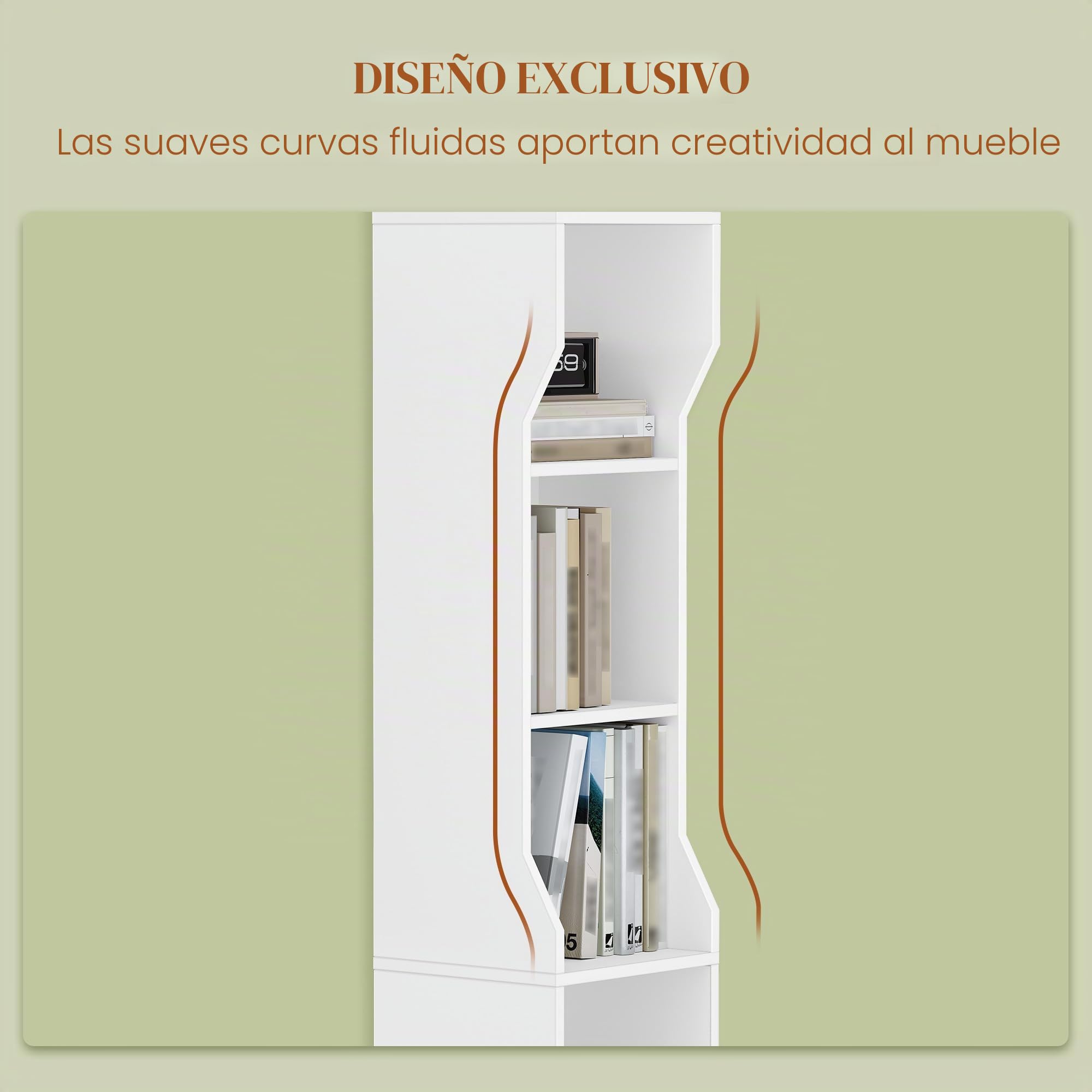 HEXCELEN Librería Vertical de 7 Niveles, 28 x 30 x 208,1 cm, Blanco | Estantería Estrecha, Estantería Cubo, Estanterías de Almacenamiento, para Estudio, Salón, Dormitorio, Moderno