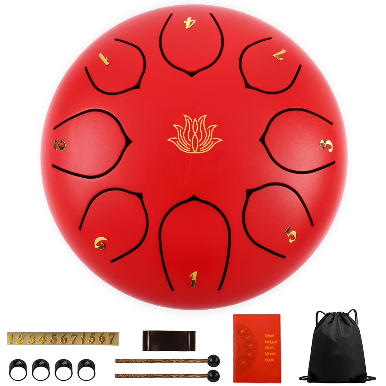 Eavnbaek Tambour à Langue En Acier 8 Notes - Instrument De Méditation Et Yoga Avec Accessoires