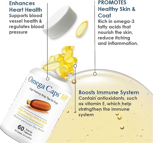 Miniatura 2 de Omega Caps HP Snip Tips para perros medianos y grandes de alta potencia EPA y DHA Máxima biodisponibilidad Suplemento de aceite de pescado formulado