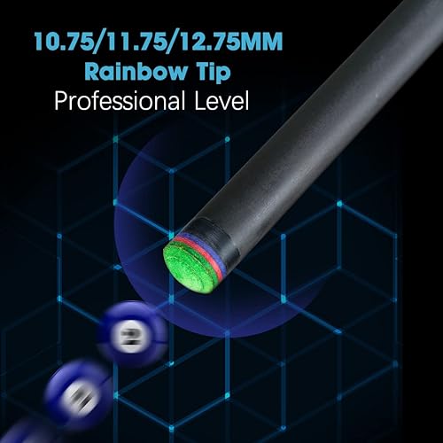 Miniatura 5 de KONLLEN Carom - Juego de taco de billar de 3 cojines con estuche (55.9 in, punta de ojo de mar de 0.472 in, junta de pasador radial, peso ajustable,