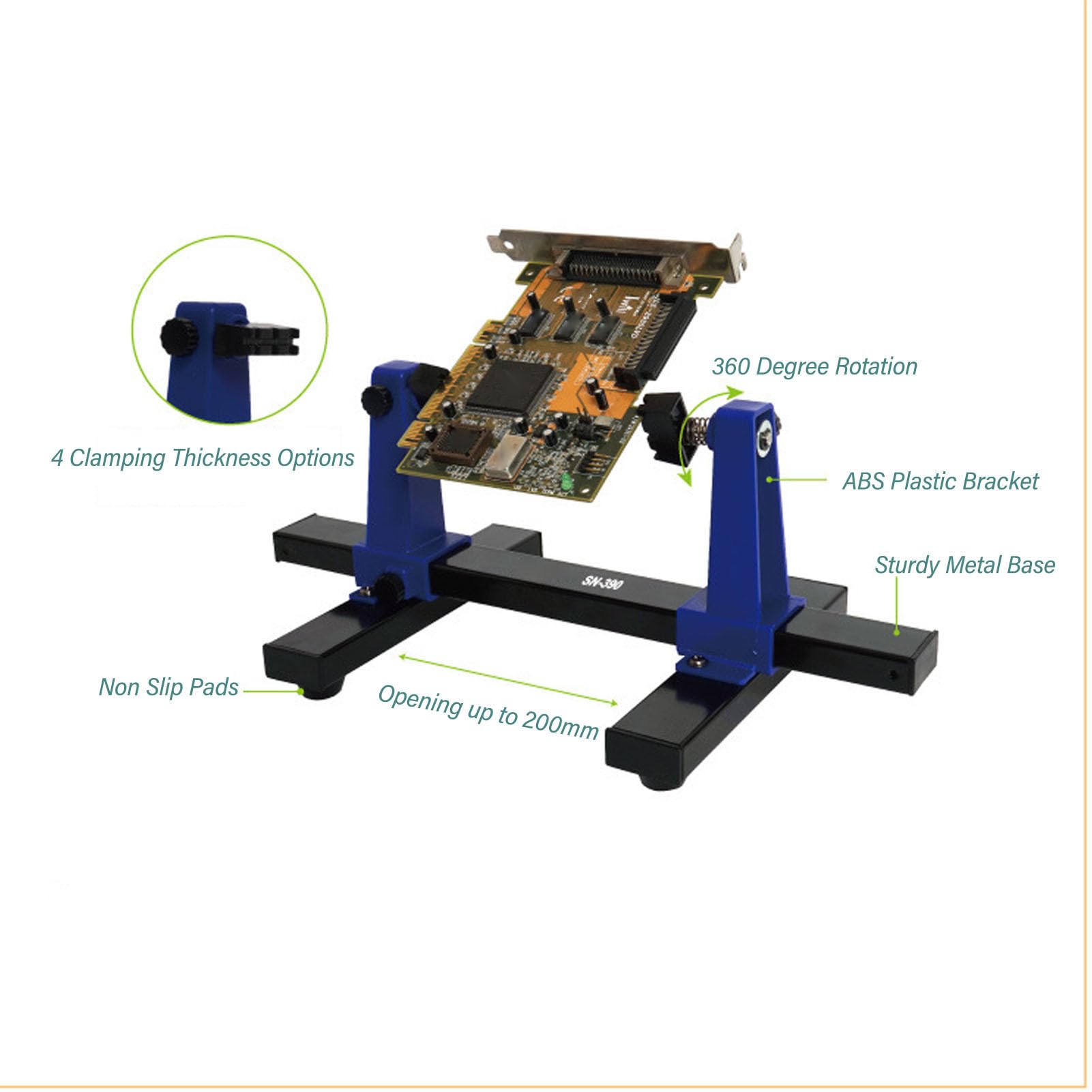 Supporto per dissaldatura per saldatura regolabile con rotazione del supporto per morsetto di saldatura per PCB (Holder)