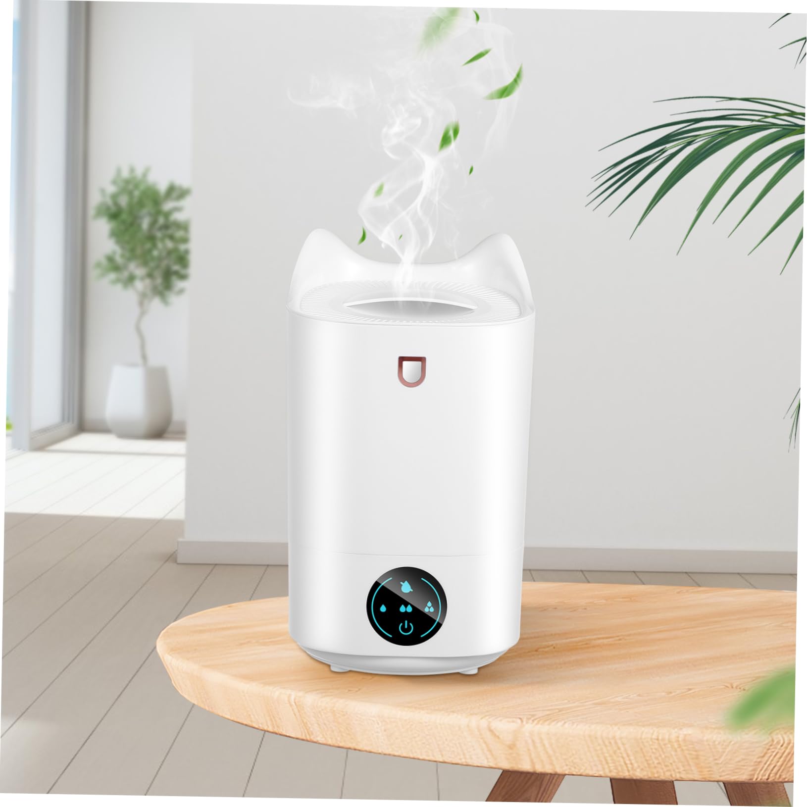Umidificatore 3.1l Bianco, Plastico, per Stanze Piccole e Scrivania | Spegnimento Automatico, Pannello Touch Intuitivo, Design Minimale, Formato Compatto da Tavolo