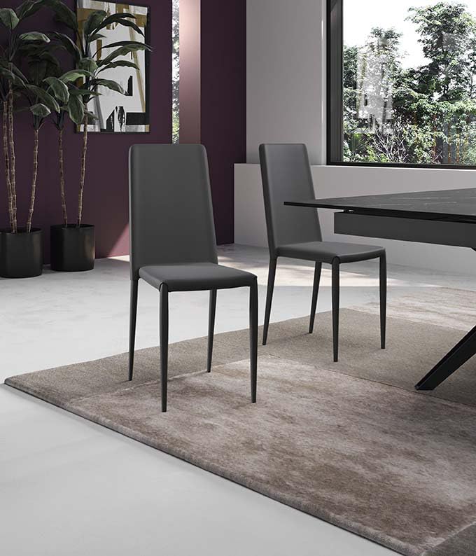 Stones Cleo Chaise en éco-Cuir Gris foncé 4 pcs