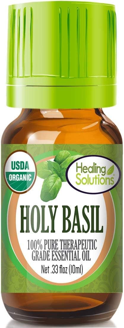 Healing Solutions Organic 10ml Oils - Holy Basil Essential Oil - 0.33 Fluid OuncesUSDA Organic