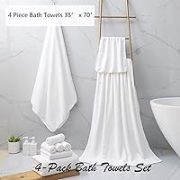 Vista 3 de Oliven Juego de 4 toallas de baño grandes blancas de 35"x70", toallas de baño de gran tamaño jumbo de 600 GSM, suaves, altamente absorbentes