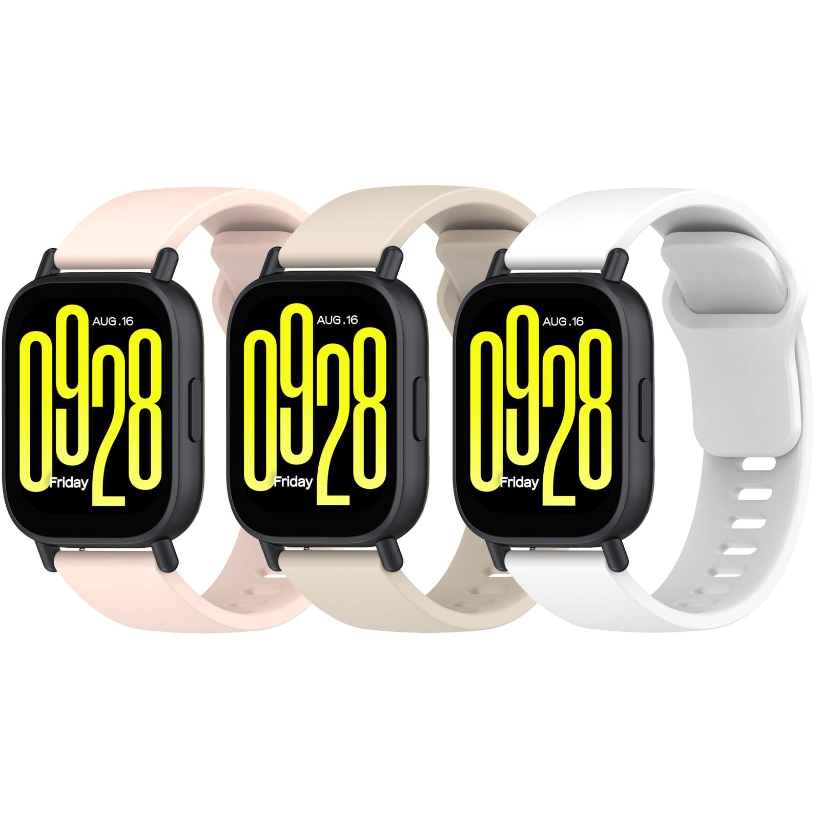 Garmcool 3 Pack 22mm Bands Compatible for Xiaomi Redmi Watch 5 Active/Lite Strap Pink, Ivory, White for Women Men Soft Silicone Sport Replacement Straps (No Watch)