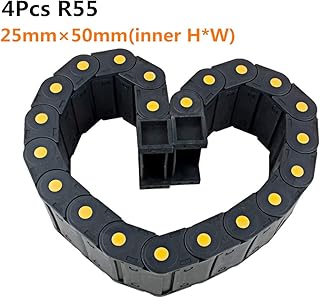 4Pcs Drag Chain R55 25mm x 50mm(Inner H x Inner W) Plastic Black Cable Wire Carrier Drag Chain Bridge Type with End Connectors for Electrical CNC Machine