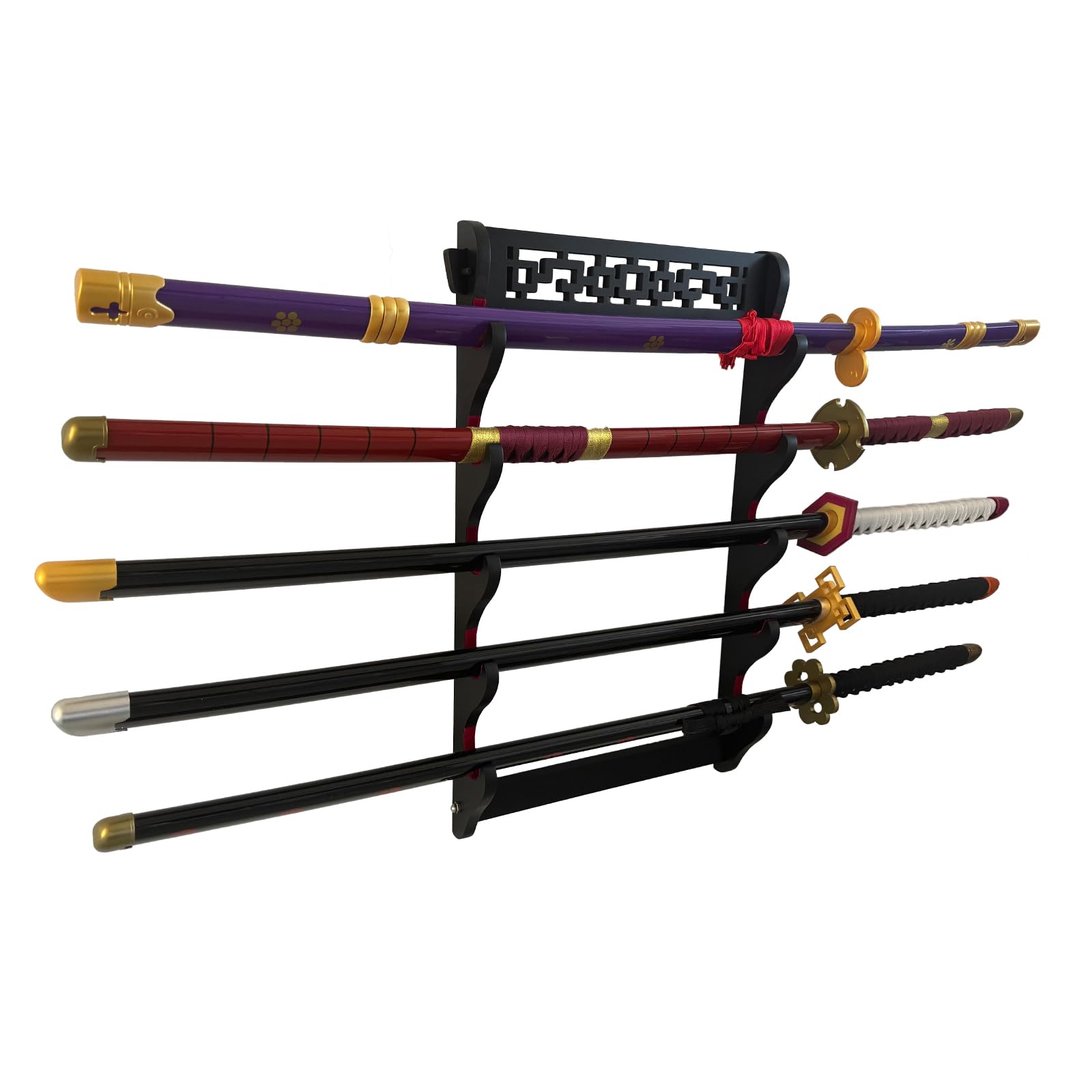 Portaspada Katana Supporto da parete - Espositore per spada Samurai a 5 livelli Bacchetta Wakizashi Tanto Appendiabiti da parete Portaspada Espositore per spada