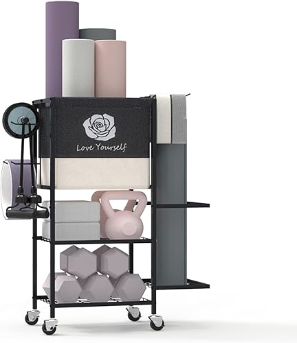 Estante de almacenamiento para esterilla de yoga, estante de almacenamiento de gimnasio en casa, equipo de entrenamiento, organizador de