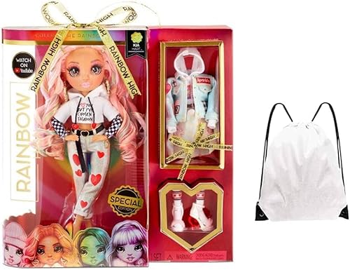 Miniatura 1 de Rainbow High Kia Hart Fashion Doll Love Hearts - Muñeca de colección premium roja con 2 trajes para mezclar y combinar