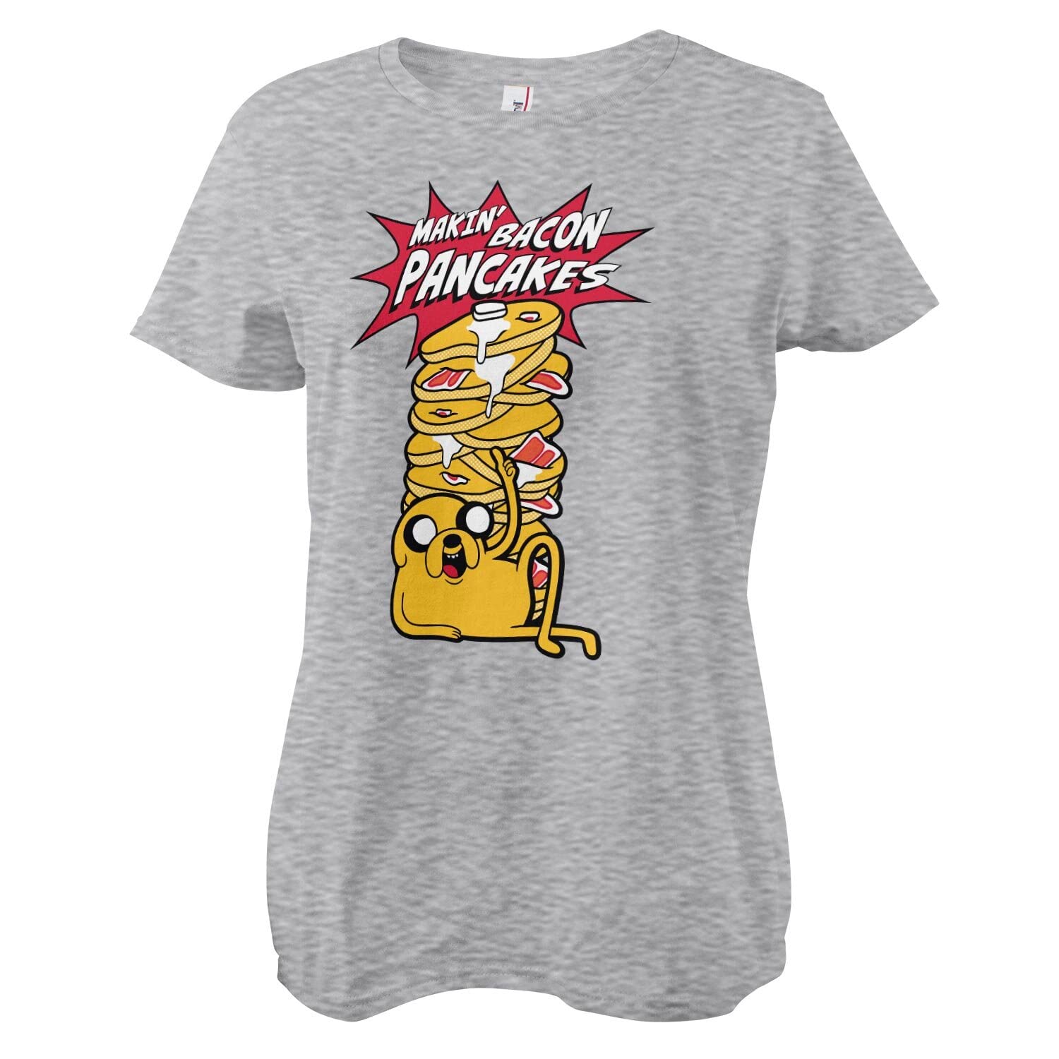 Adventure Time Officially Licensed Makin' Bacon Pancakes Women T-Shirt (Heather Grey), Small
