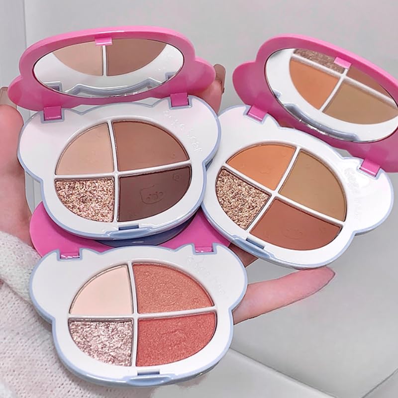 Gege Bear Fantasy Four Color Eyeshadow Palette | Matte and Shimmer Shades Eyeshadow Compact | Multicolor | Eye Makeup Look | High-Pigment | Long-Lasting & Effortless Blend | Easy To Carry-picture-32