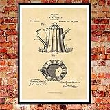 Teekanne mit Patentdruck, Tee-Poster, Tee-Wandkunst, Geschenk für Teeliebhaber, Tasse von Tee-Café, Dekoration, Tee-Geschäft, Kunst WB275 (5 x 7, Pergament)