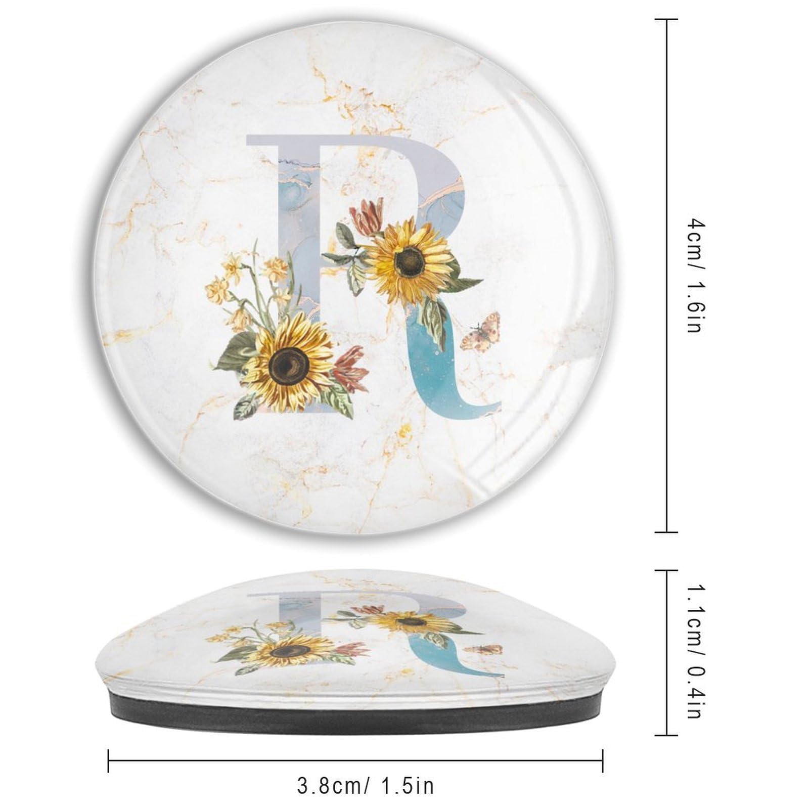 Imanes de nevera con monograma inicial R para pizarra blanca, alfabeto, girasol, vidrio, pequeños imanes de apellido, imanes de nevera, imanes de cocina, oficina, pizarra, decoración,