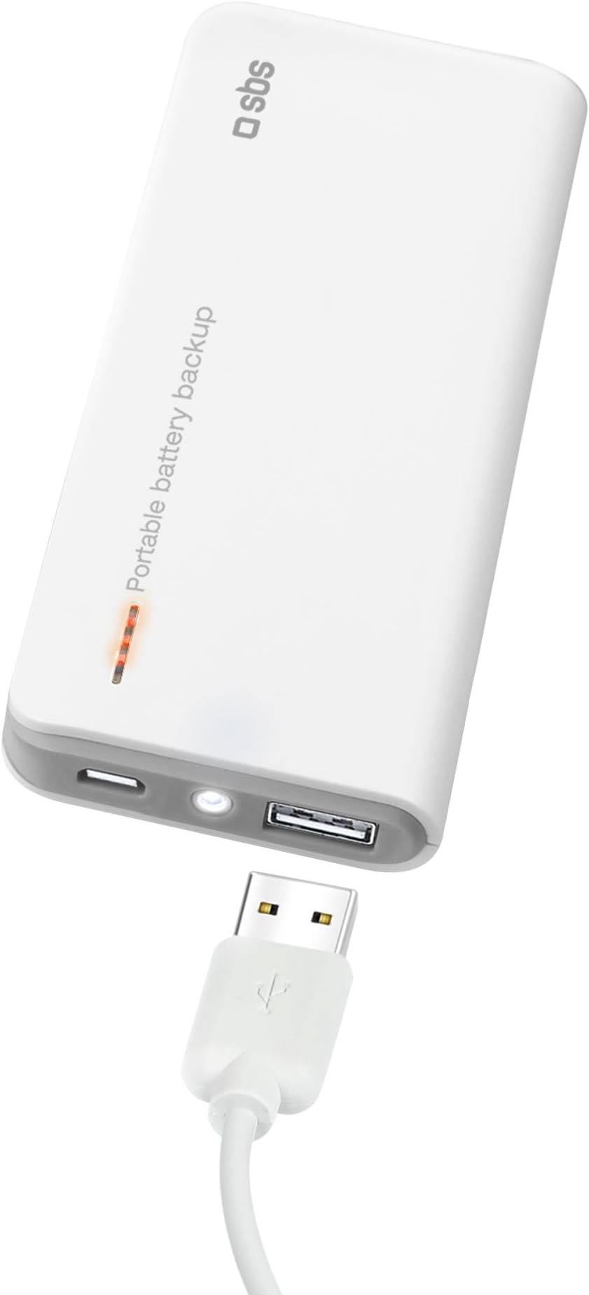 SBS Mobile Li-ion Polymer Power Bank 5000 mAh 1x USB output 1 A with Micro USB Cable White