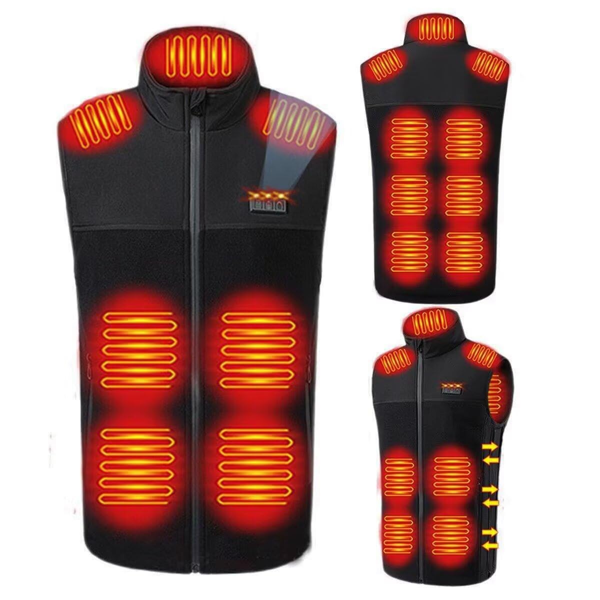 s-9xl electric heating vest, unisex, size adjustable, 3 button control, 13 heat positions, usb powered, 3 levels of temperature adjustment, heater vest, heat tech, thermal wear, thermal wear