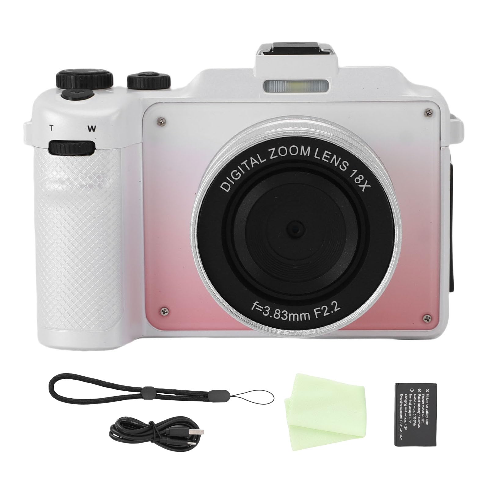 CCYLEZ Kamera Cyfrowa 5K do Fotografii, 80MP Travel Vlogging Camery, Wi -Fi 18X Zoom Retro Camera, Auto Focus Vintage Aparaty z 3 -calowym Ekranem, z Paskiem Ręcznym (gradientowy różowy)