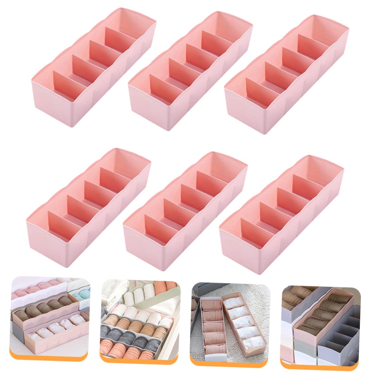 ABOOFAN 6Pcs Underwear Organizer Divider Sock Storage for Home Organizers for Underwear and Socks Nordic Design