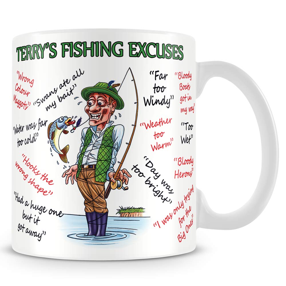 Personalised4u Name Can Be Added Fishing Excuses Funny Ceramic Coffee Mug – (Name Can Be Added)