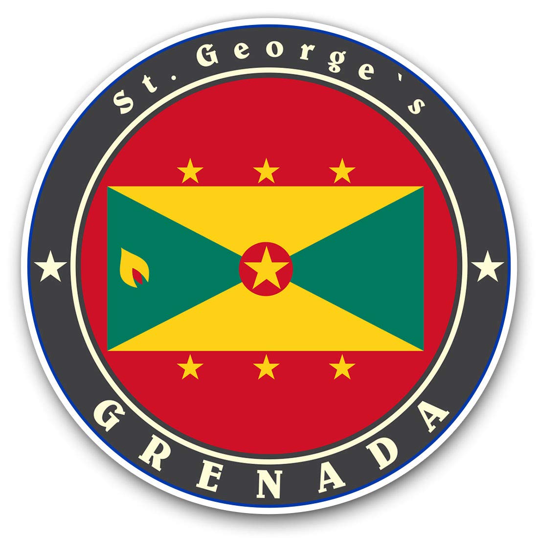 Destination Vinyl Ltd Grenada St George's Flag Travel 5041 Vinyl Stickers (Set Of 2) 7.5Cm - Grenada St George's Flag Travel #5041