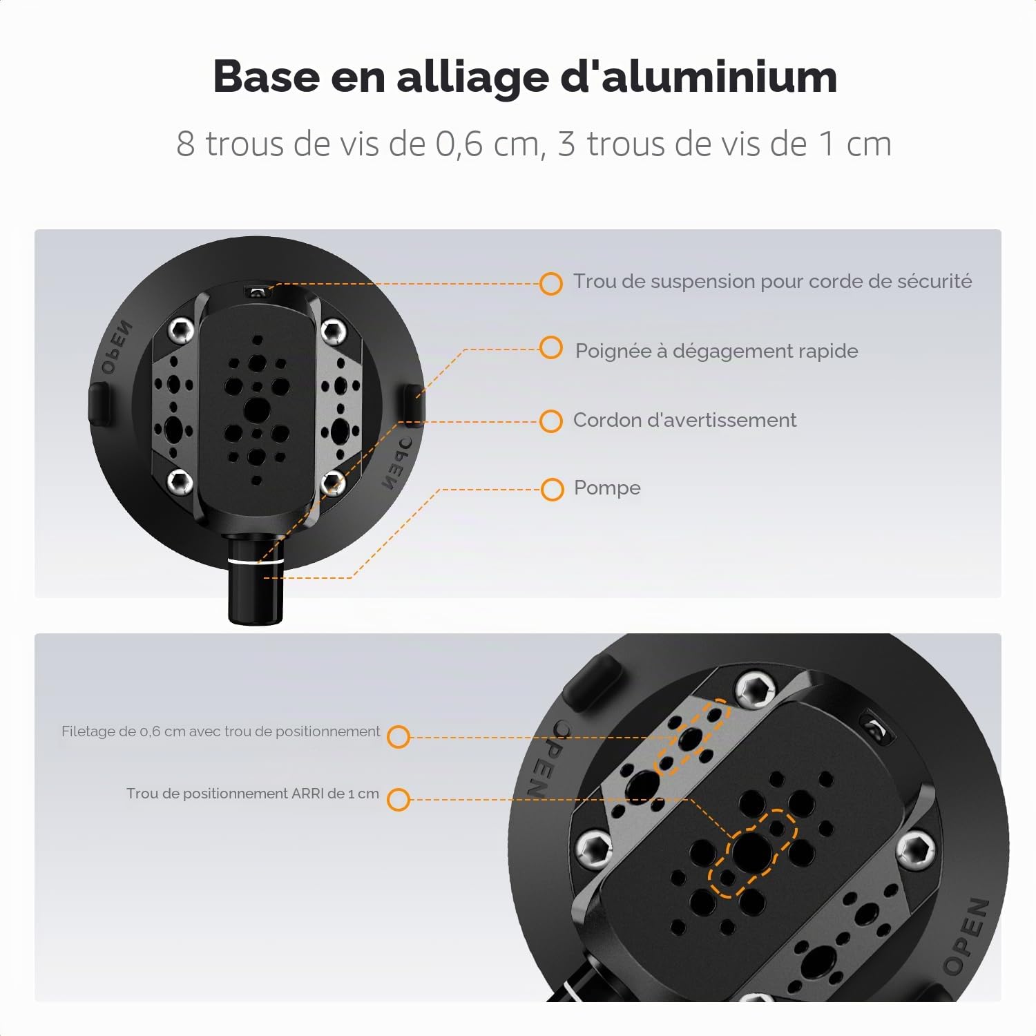 K&F CONCEPT Support à Ventouse 4,5″ (115 mm) avec Bras Magique Double Rotule, Pince Téléphone & Adaptateur GoPro – Fixation Caméra/Smartphone 1/4″ & 3/8″ pour Pare-Brise et Surface Lisse