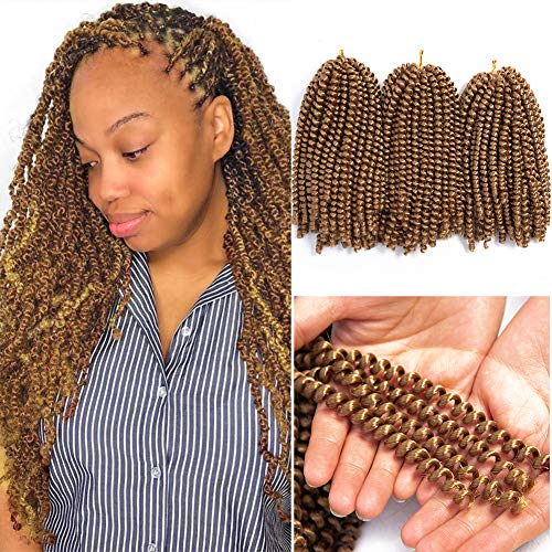 4 Packs Spring Twist Hair Braiding Extensions Synthetic Jamaican Bounce Twist Hair Blonde Color Crochet Braids Spring Twist Hair Extensions 8 Inch #1