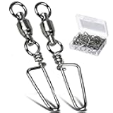 Saltwater Connector Fishing Snap Swivel High Strength Snaps Swivel Freshwater Ball Bearing Fishing Swivels Stainless Steel Corrosion Resistant Black Nickel