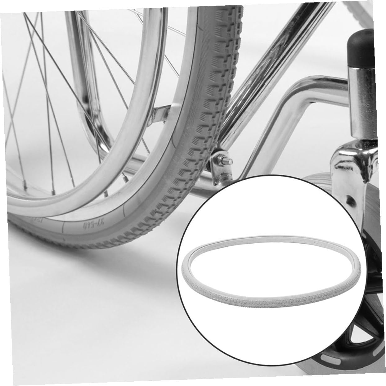 Popetpop NeumáTico EláStico Para Silla De Ruedas 24X1 3/8 Pu Gris 2 Piezas Ruedas De Repuesto SóLidas Antipunzonado Para Interior Y Exterior Facil InstalacióN