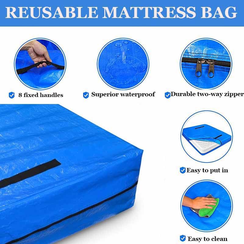 Sacca impermeabile per materasso da trasloco, antistrappo, con cerniera e custodia (208 x 160 x 38 cm), protezione per materassi, facile da trasportare e riporre