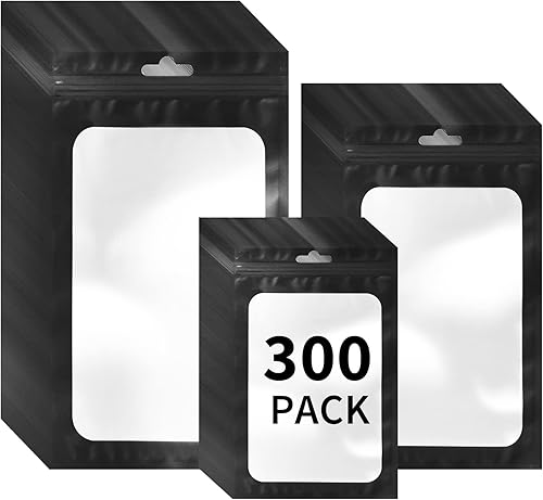 300 paquetes de bolsas de tereftalato de polietileno, 3 tamaños, a prueba de olores, bolsas resellables de Mylar para almacenamiento de alimentos,