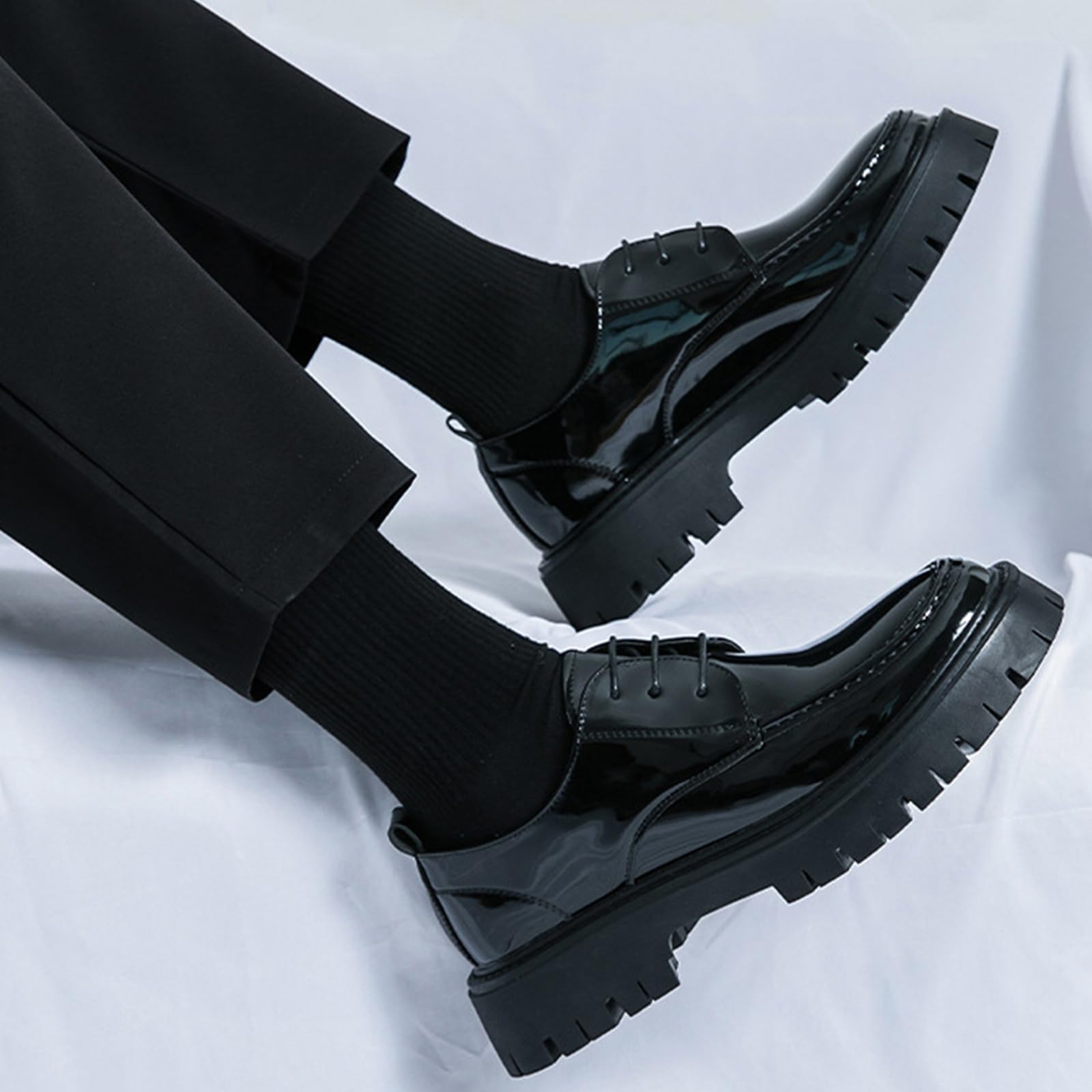Scarpe Oxford da Uomo Suola Spessa Scarpe Eleganti Punta Tonda