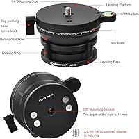 Vista 8 de SUNWAYFOTO LB-75R 360 Base de nivelación panorámica Cabezal de trípode 33 lbs (15kg) Capacidad de carga
