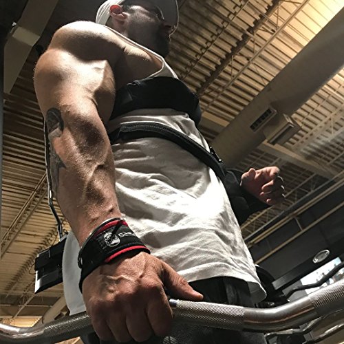 Image of Gymreapers Gymreapers Lifting Wrist Straps for Weightlifting, Bodybuilding, Powerlifting, Strength Training, Deadlifts - Padded Neoprene with 18 inch Cotton (Black /Red)